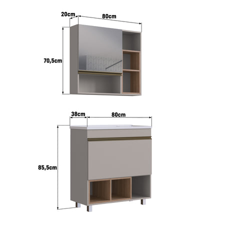 Set Vanitorio Emovell Montana Gris Madera CLV14.103