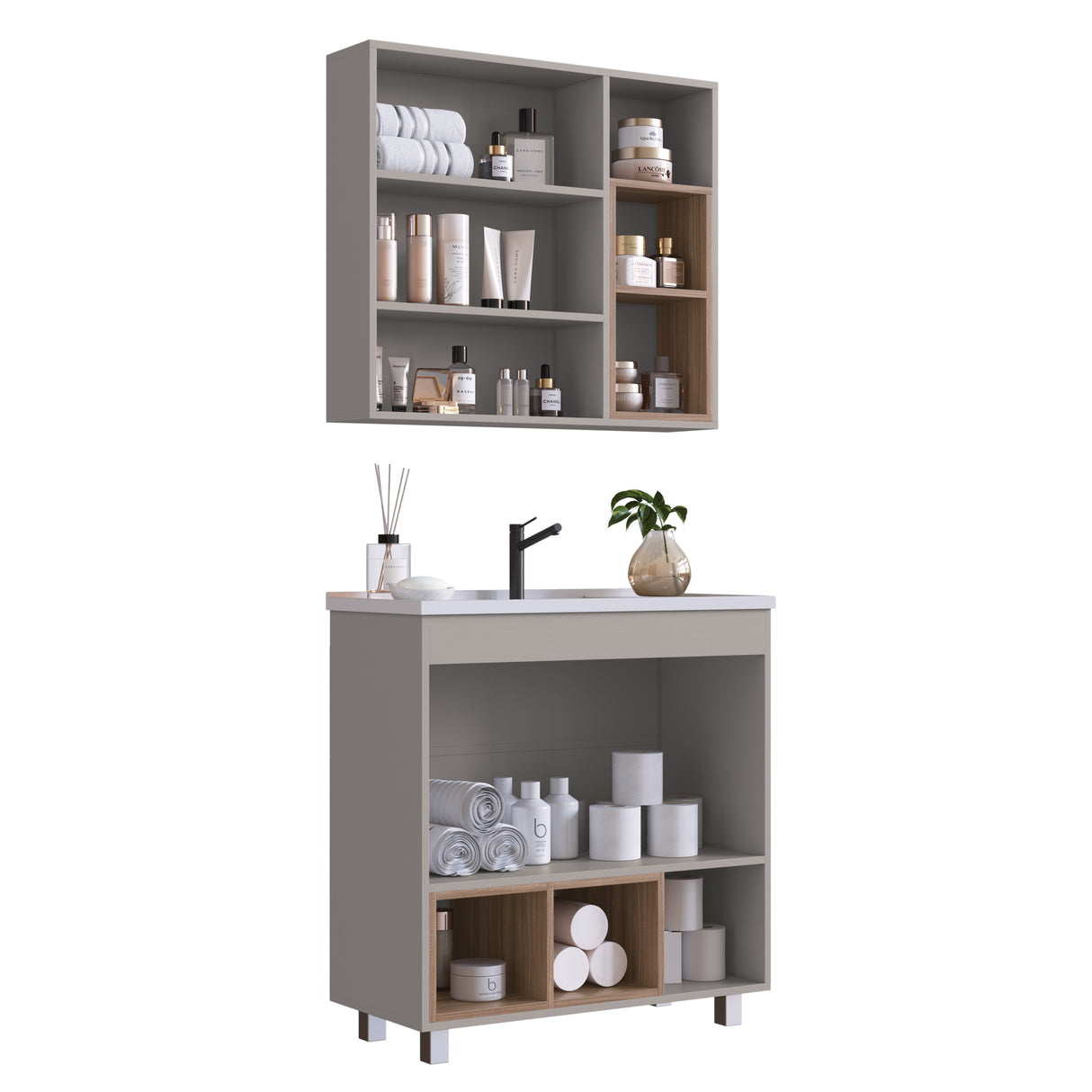 Set Vanitorio Emovell Montana Gris Madera CLV14.103