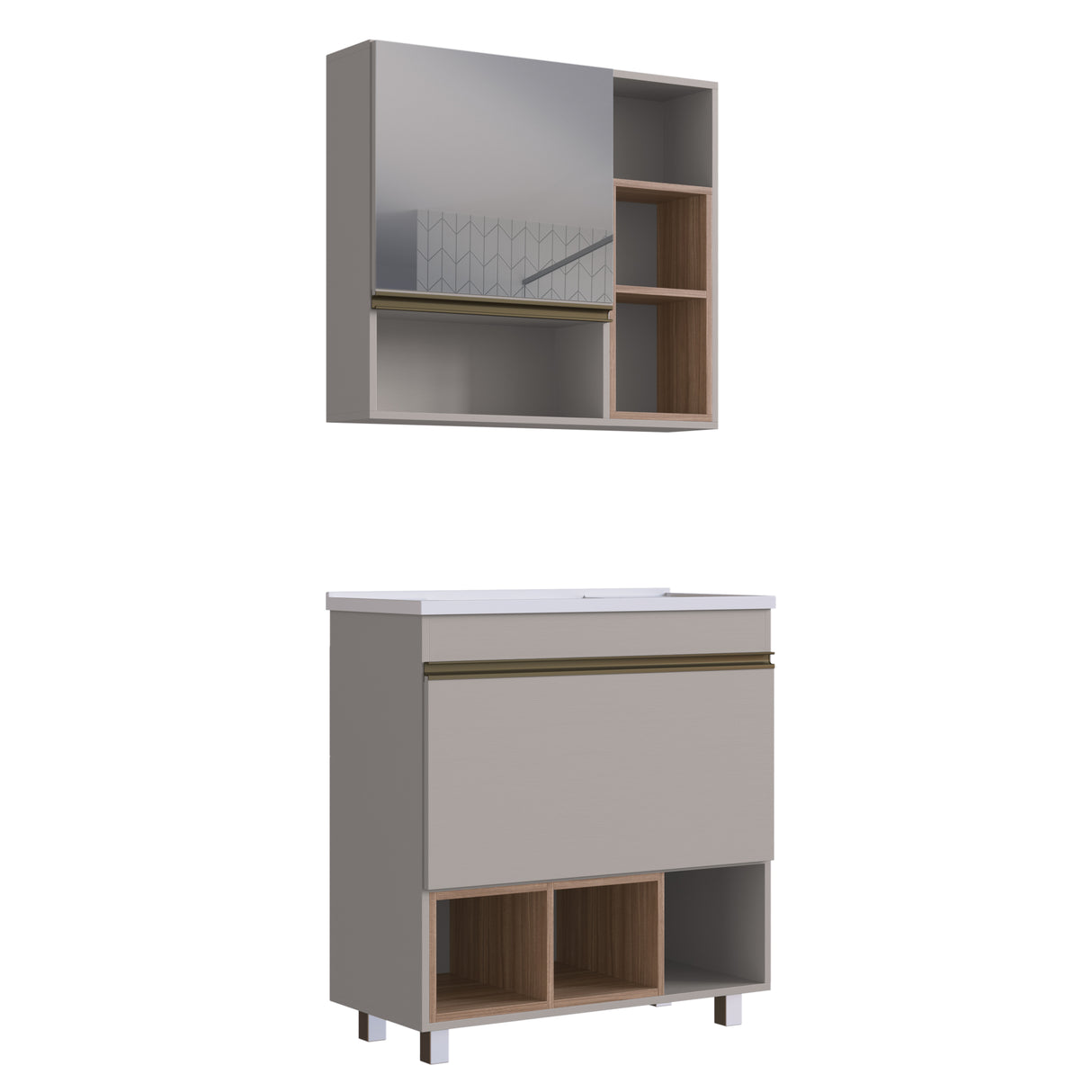 Set Vanitorio Emovell Montana Gris Madera CLV14.103