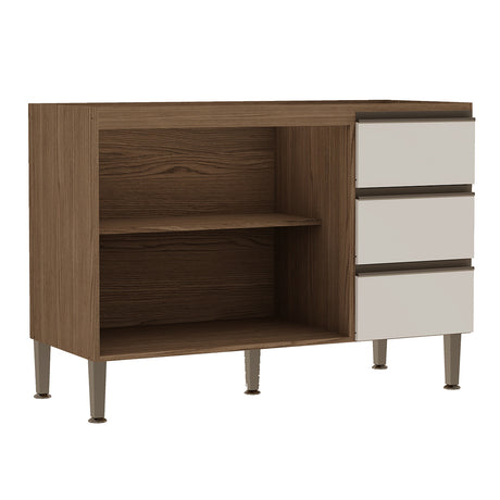 Mueble Base de Cocina 2 Puertas 3 Cajones Corredera Telescópica Conecta - Off White 1303M.0001