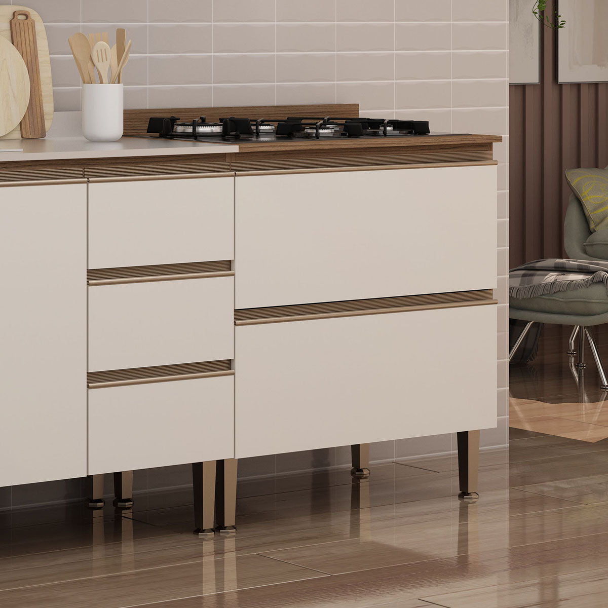 Mueble Base de Cocina 2 Cajones Conecta - Off White 1312M.0001