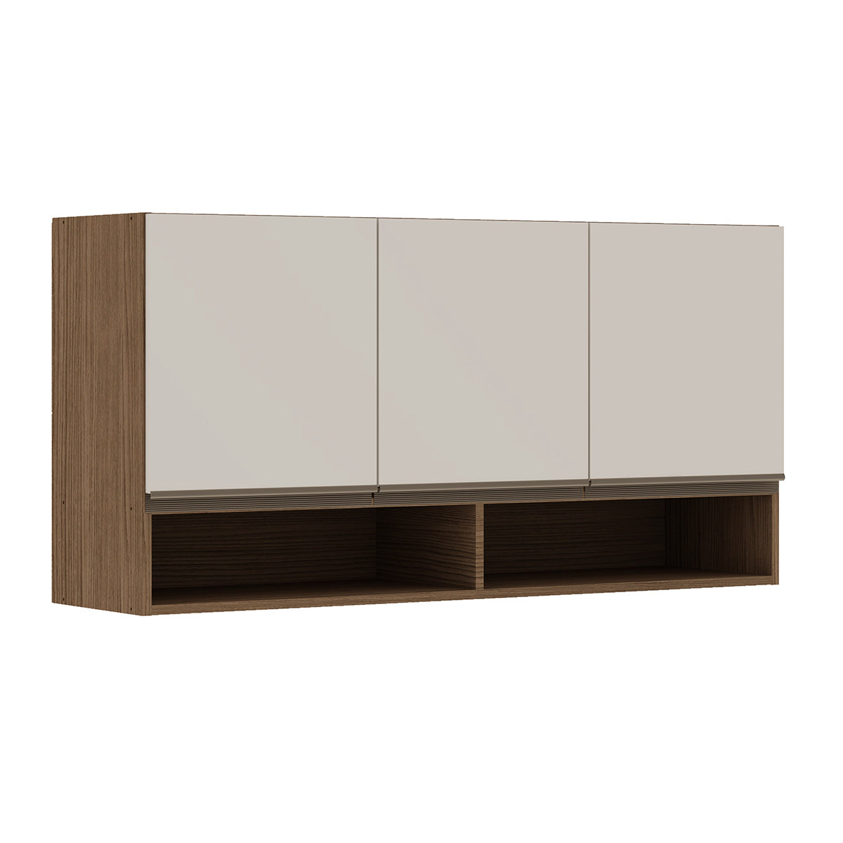 Mueble Mural de Cocina Aereo 3 Puertas 2 Repisas Conecta - Ebano Off White 1313M