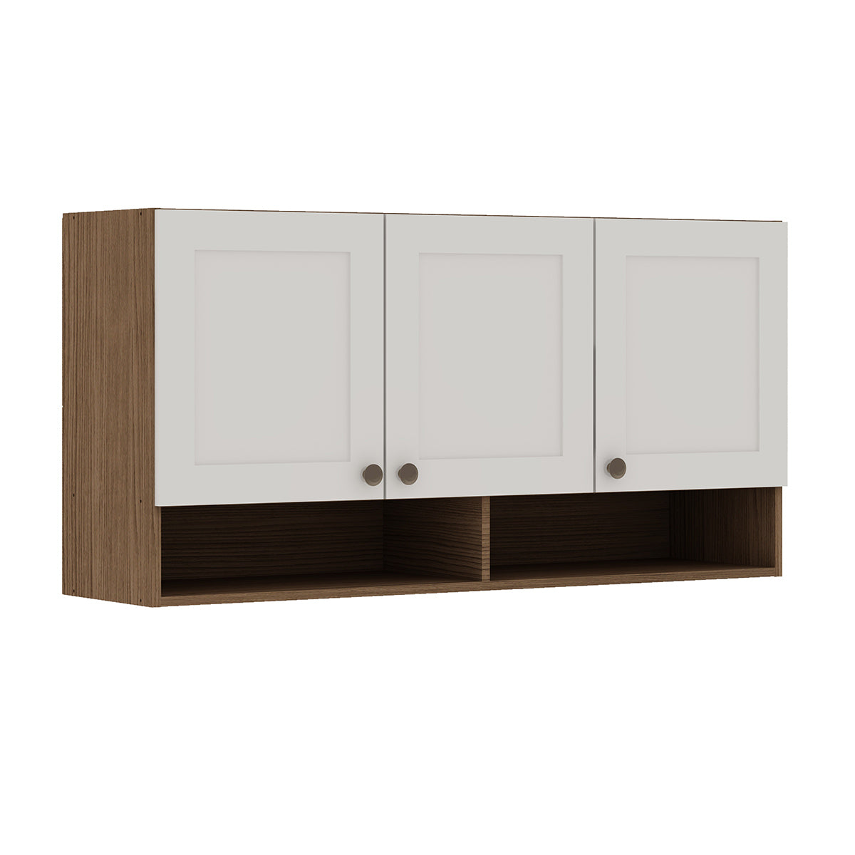 Mueble Mural de Cocina Aereo 3 Puertas 2 Repisas Conecta - Ebano Fosco Blanco 1313P