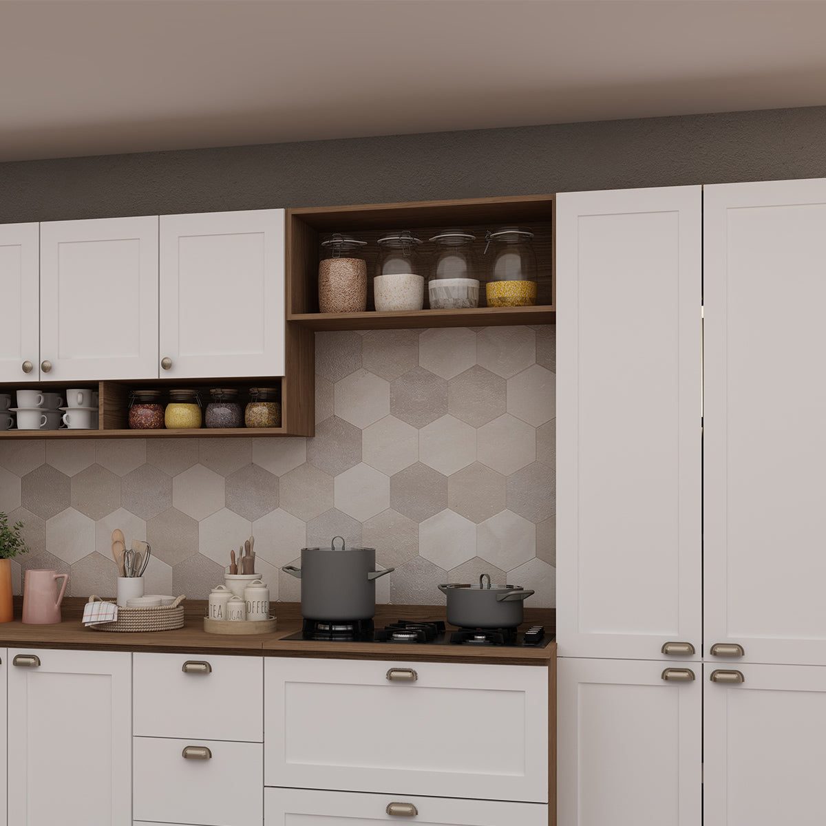 Mueble Mural de Cocina Aéreo Abierto Conecta 800 - Ebano 1316