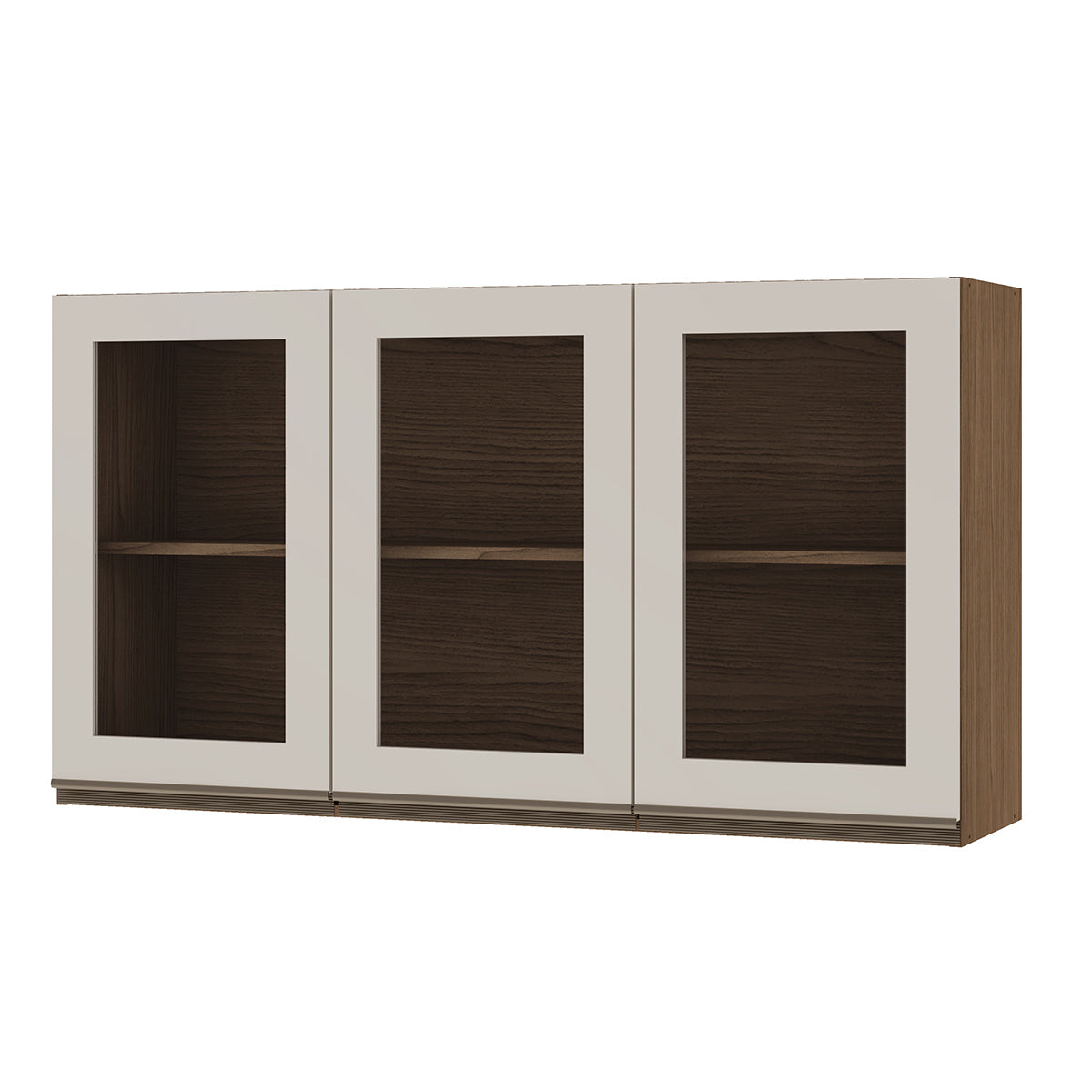 Mueble Mural de Cocina Aéreo 3 Puertas Vidrio Conecta - Ebano Off White 1318M