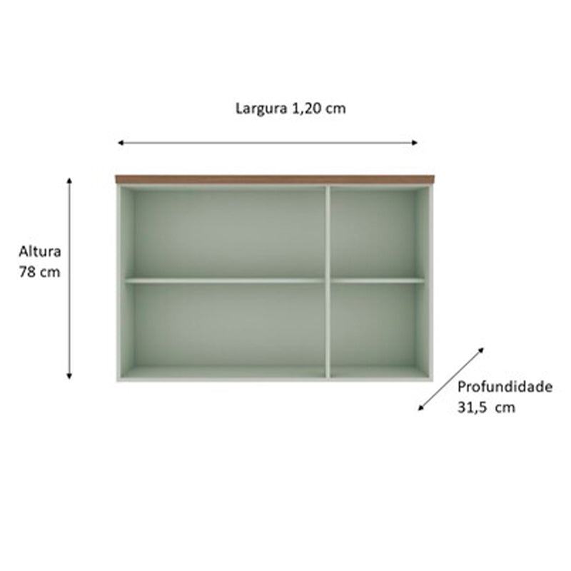 Despensa Aérea de Cocina 3 Puertas 1200 Studio - Verde Menta 1531.0001