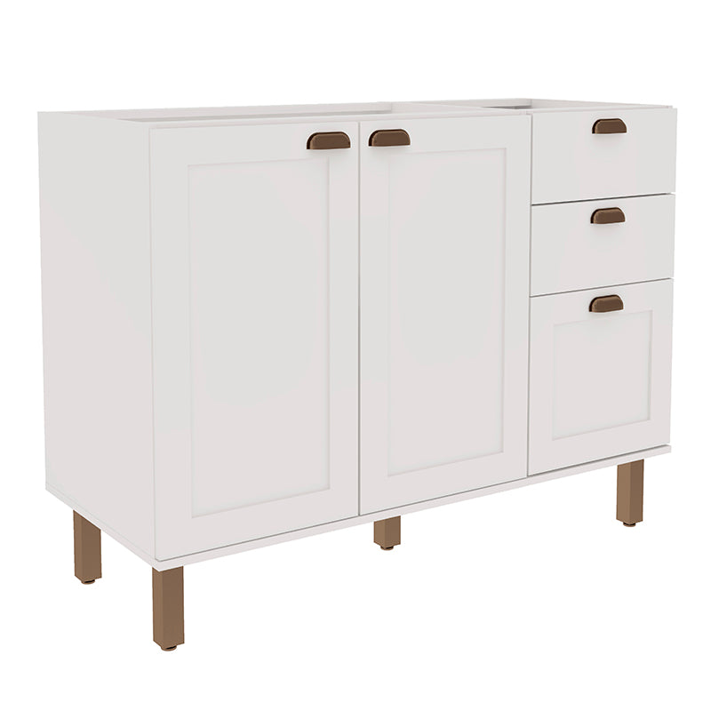Mueble Base de Cocina 2 Puertas 3 Cajones 1200 Studio - Blanco 1532.0002
