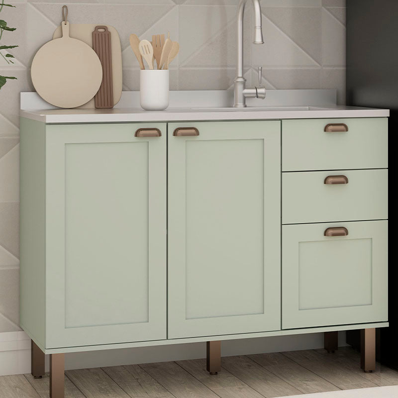 Mueble Base de Cocina 2 Puertas 3 Cajones 1200 Studio - Verde Menta 1532.0001