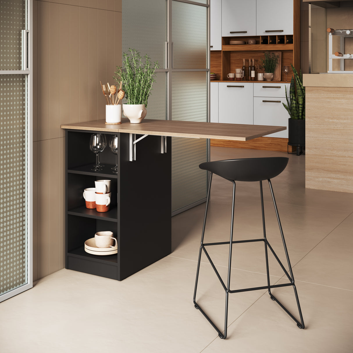 Mesa desplegable de cocina Emovell Negro Madera B101.088