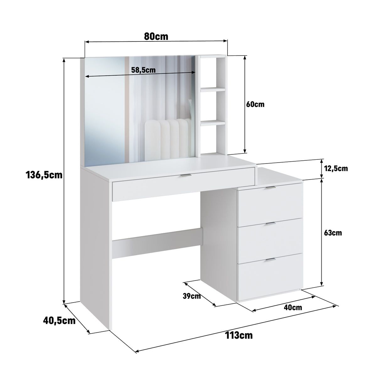Tocador Nova Blanco 3 Cajones B11.038