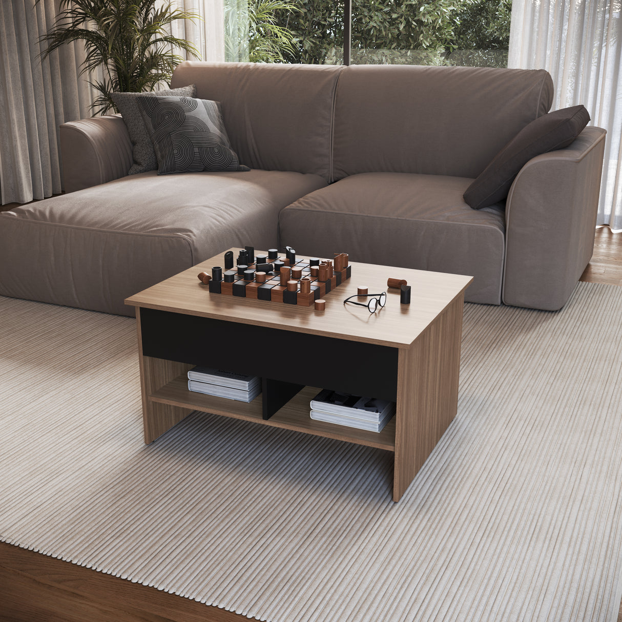 Mesa de Centro Elevable Nova Madera Negro B112.088