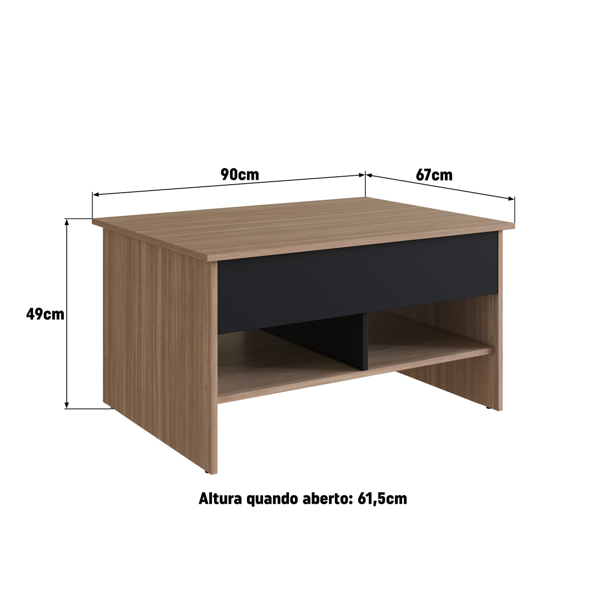 Mesa de Centro Elevable Nova Madera Negro B112.088