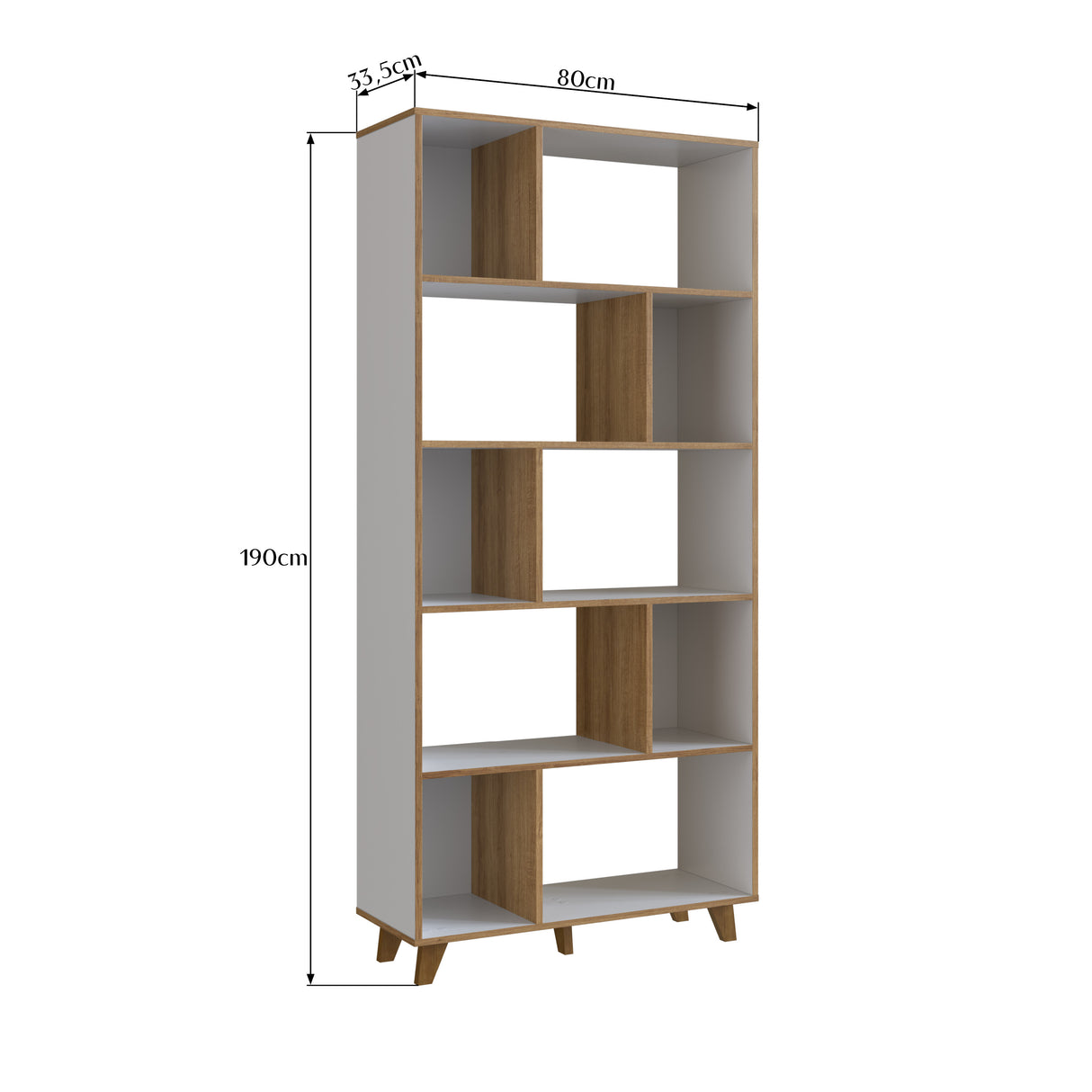 Estantería Emovell para libros y decoración Blanco Castaño B121.101