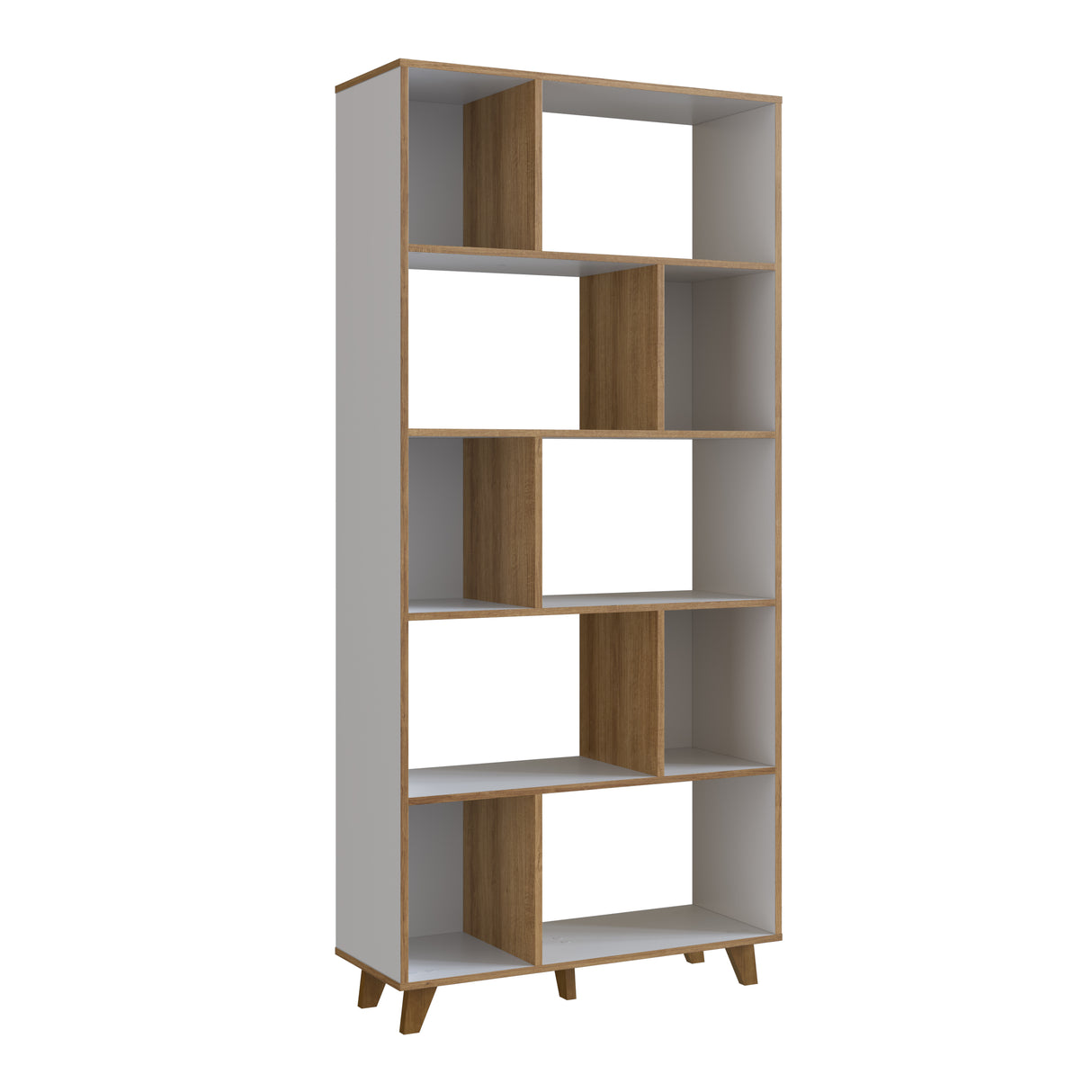 Estantería Emovell para libros y decoración Blanco Castaño B121.101