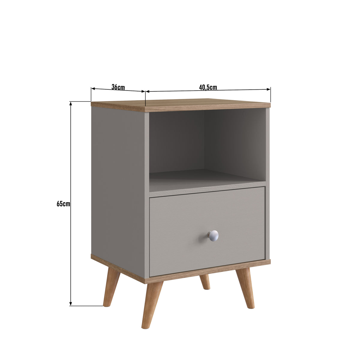 Velador Nórdico Gris Miel 1 Cajón