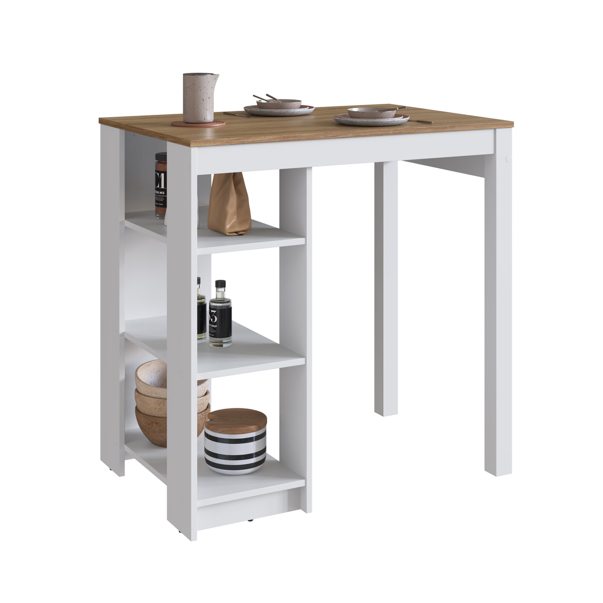 Mueble Isla para Cocina Emovell Castaño Blanco B124.069