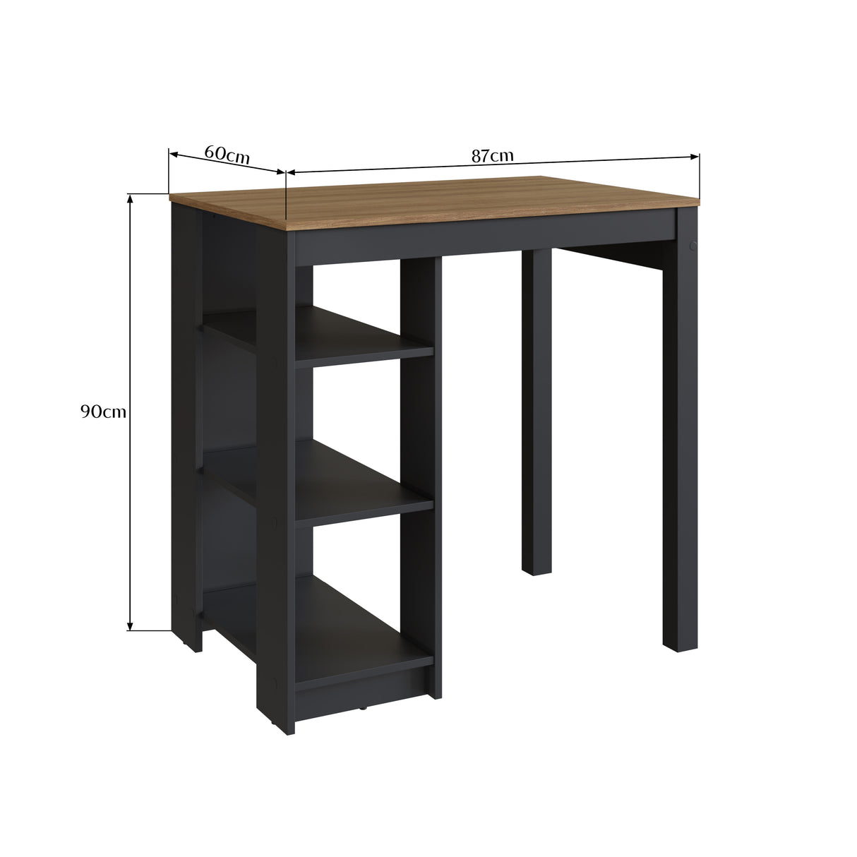 Mueble Isla para Cocina Emovell Castaño Negro B124.074