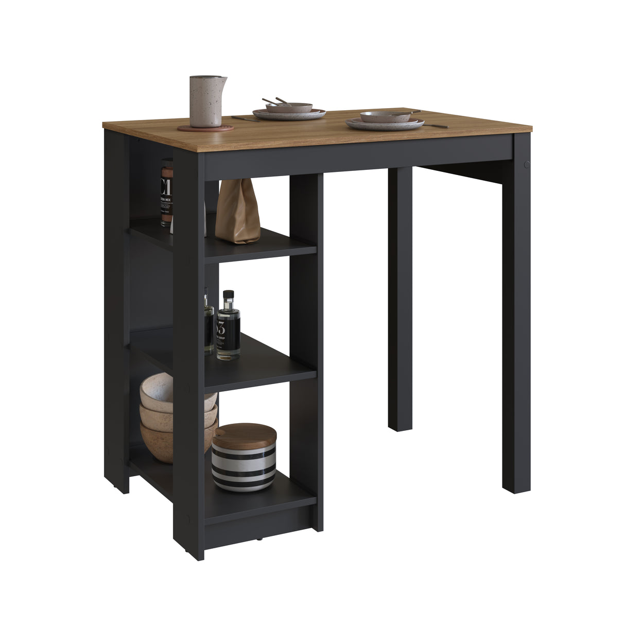 Mueble Isla para Cocina Emovell Castaño Negro B124.074