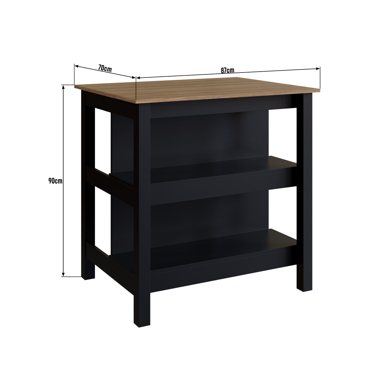Mueble Isla para Cocina Emovell Castaño Negro B125.074