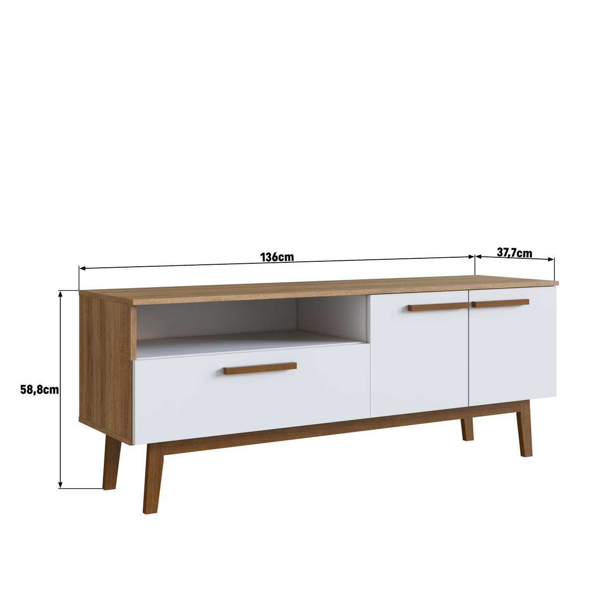 Rack Tv Barcelona Emovell Blanco Castaño B170.077