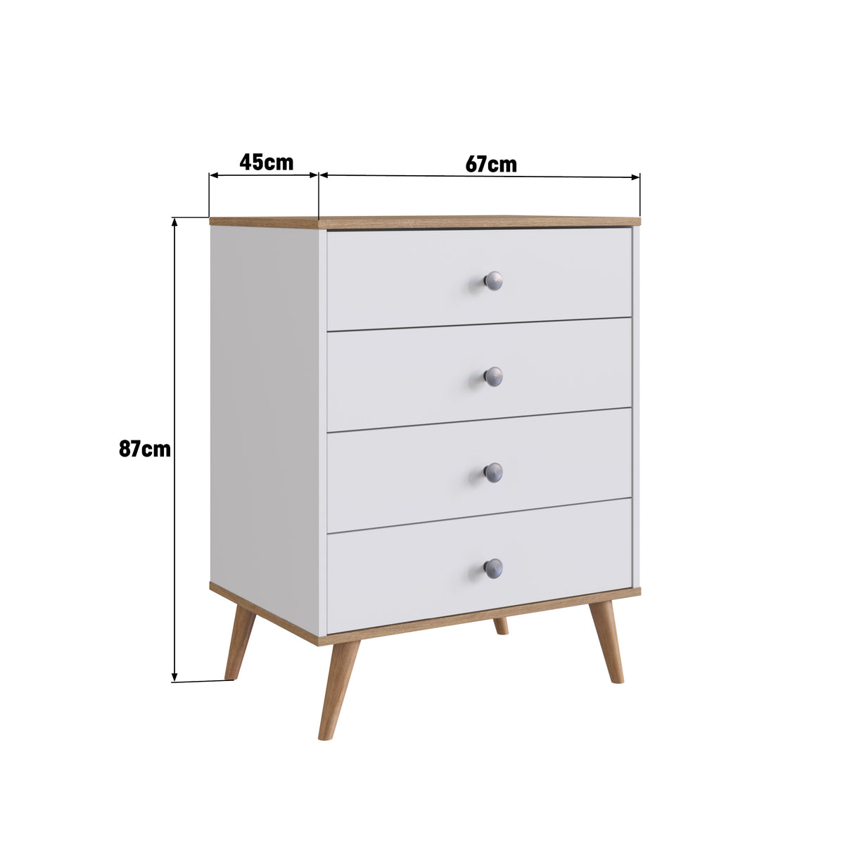 Comoda 4 Cajones Emovell Blanco Castaño B27.069