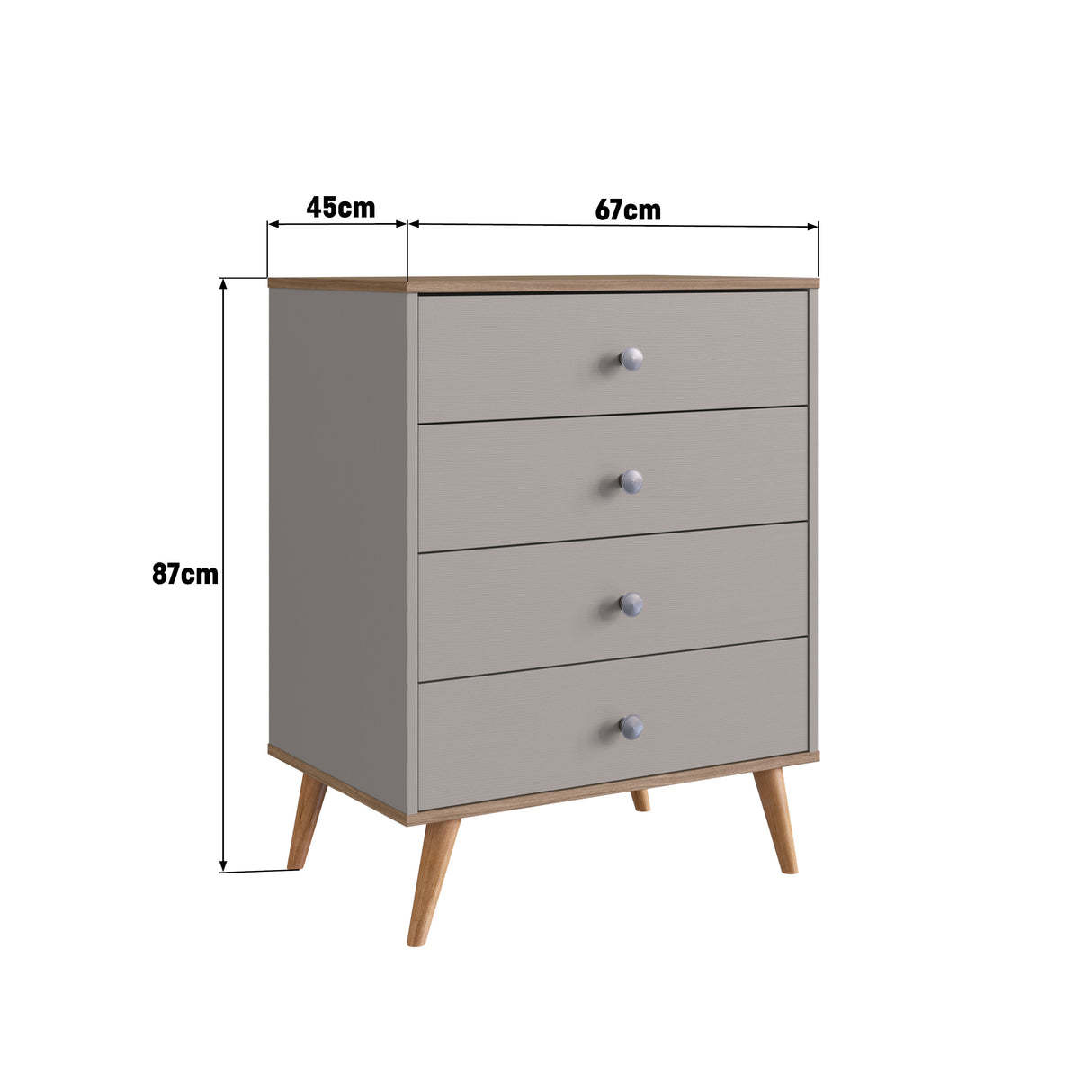 Comoda 4 Cajones Emovell Gris Castaño B27.103