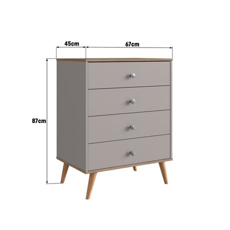 Comoda 4 Cajones Emovell Gris Castaño B27.103