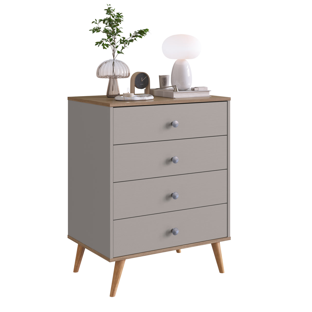 Comoda 4 Cajones Emovell Gris Castaño B27.103