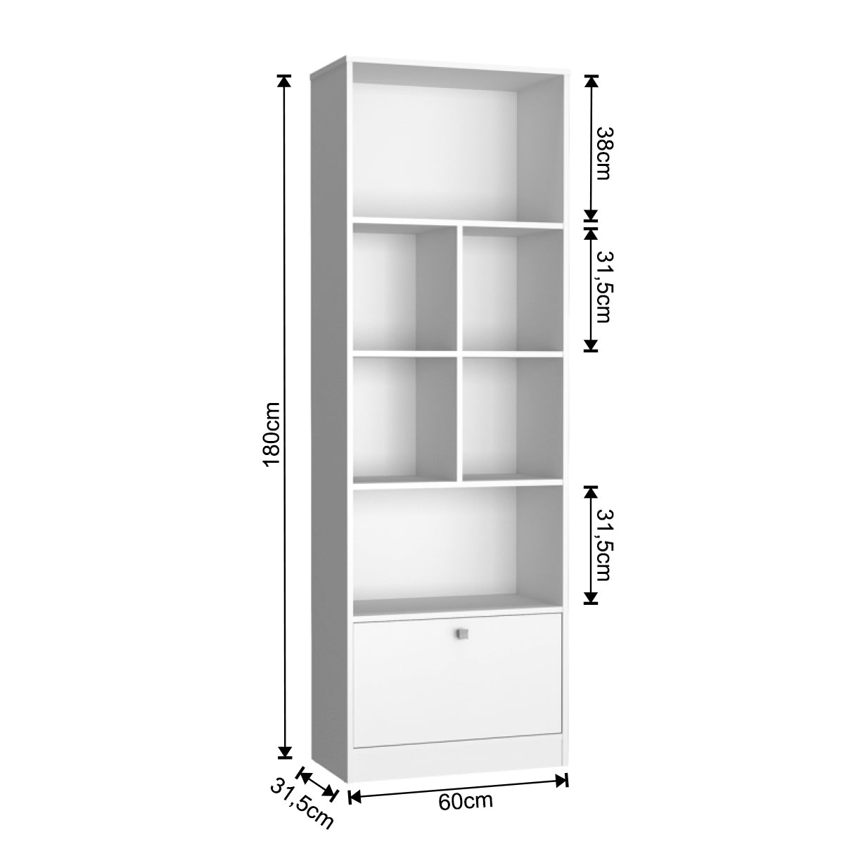 Librero Bali 4 niveles con puerta Blanco B37.038