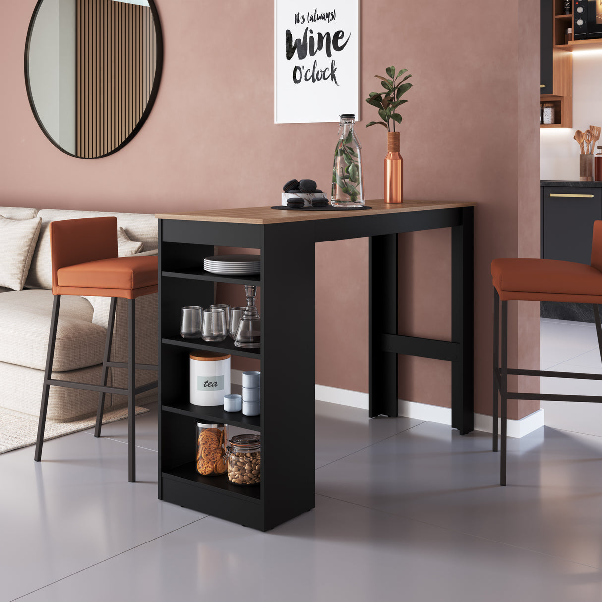 Mesa Isla de Cocina Gourmet Up con 4 Repisas Madera Negro B67.088