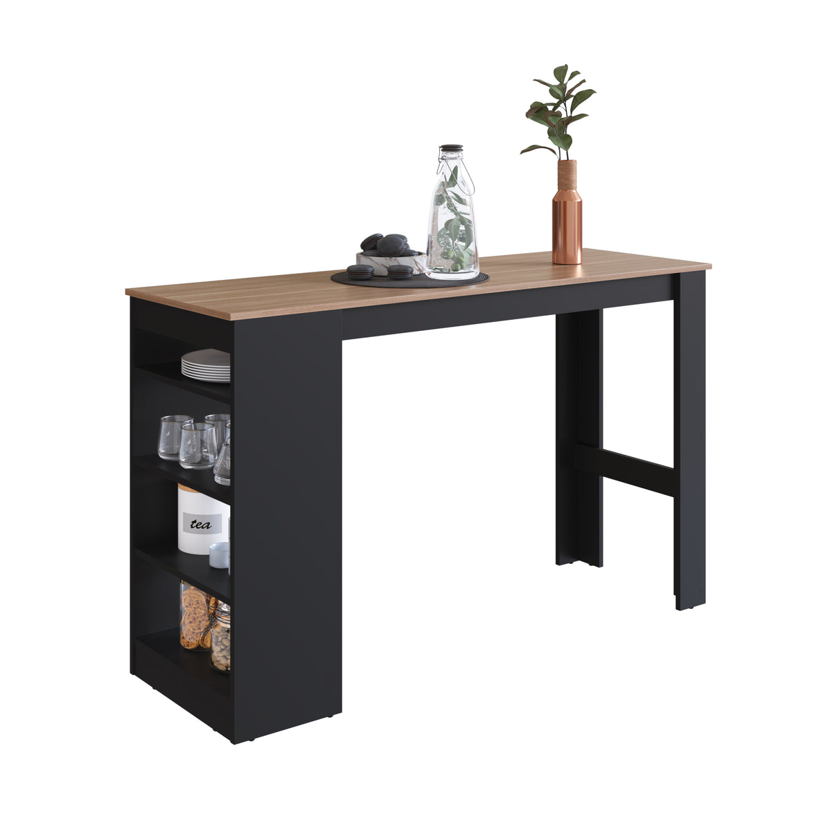 Mesa Isla de Cocina Gourmet Up con 4 Repisas Madera Negro B67.088