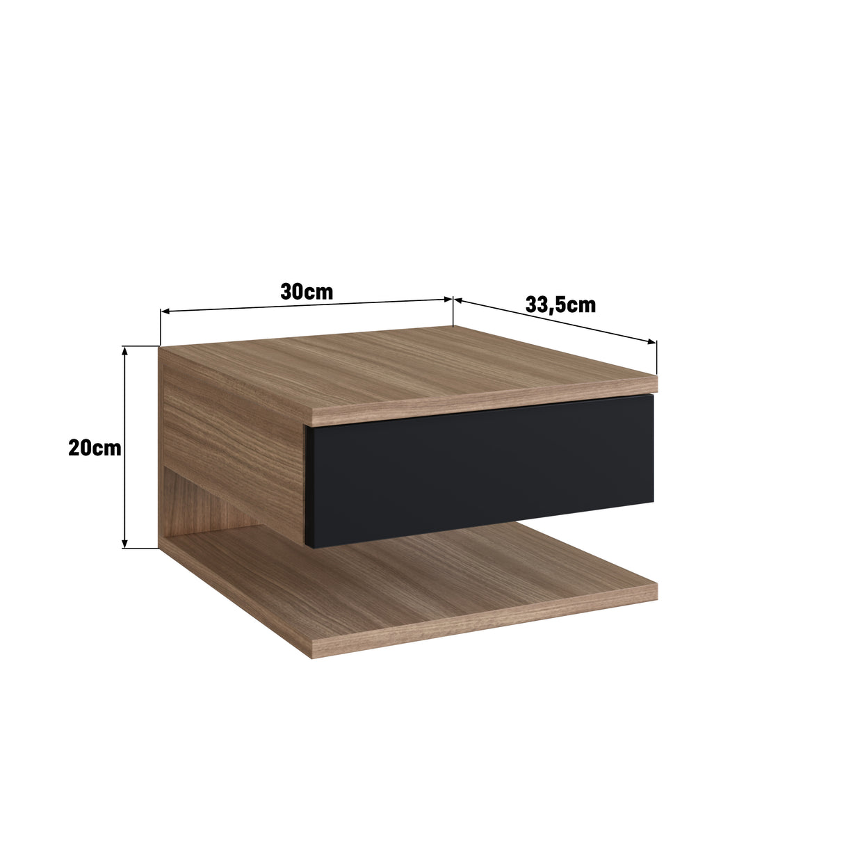 Velador Mural 1 Cajón Negro Castaño B68.089