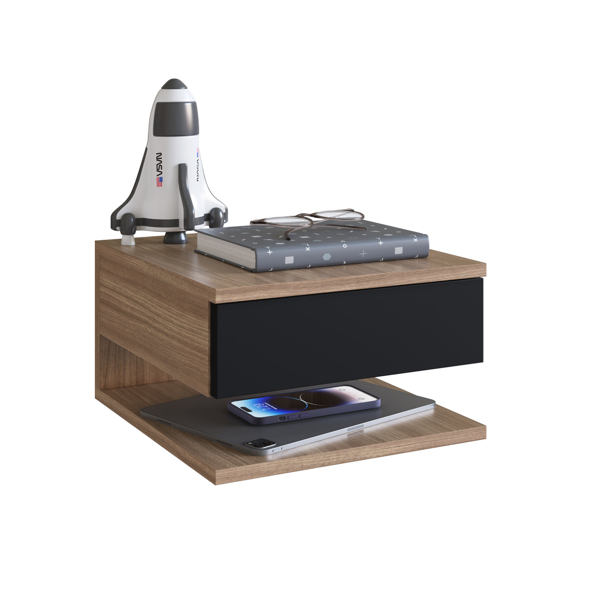 Velador Mural 1 Cajón Negro Castaño B68.089