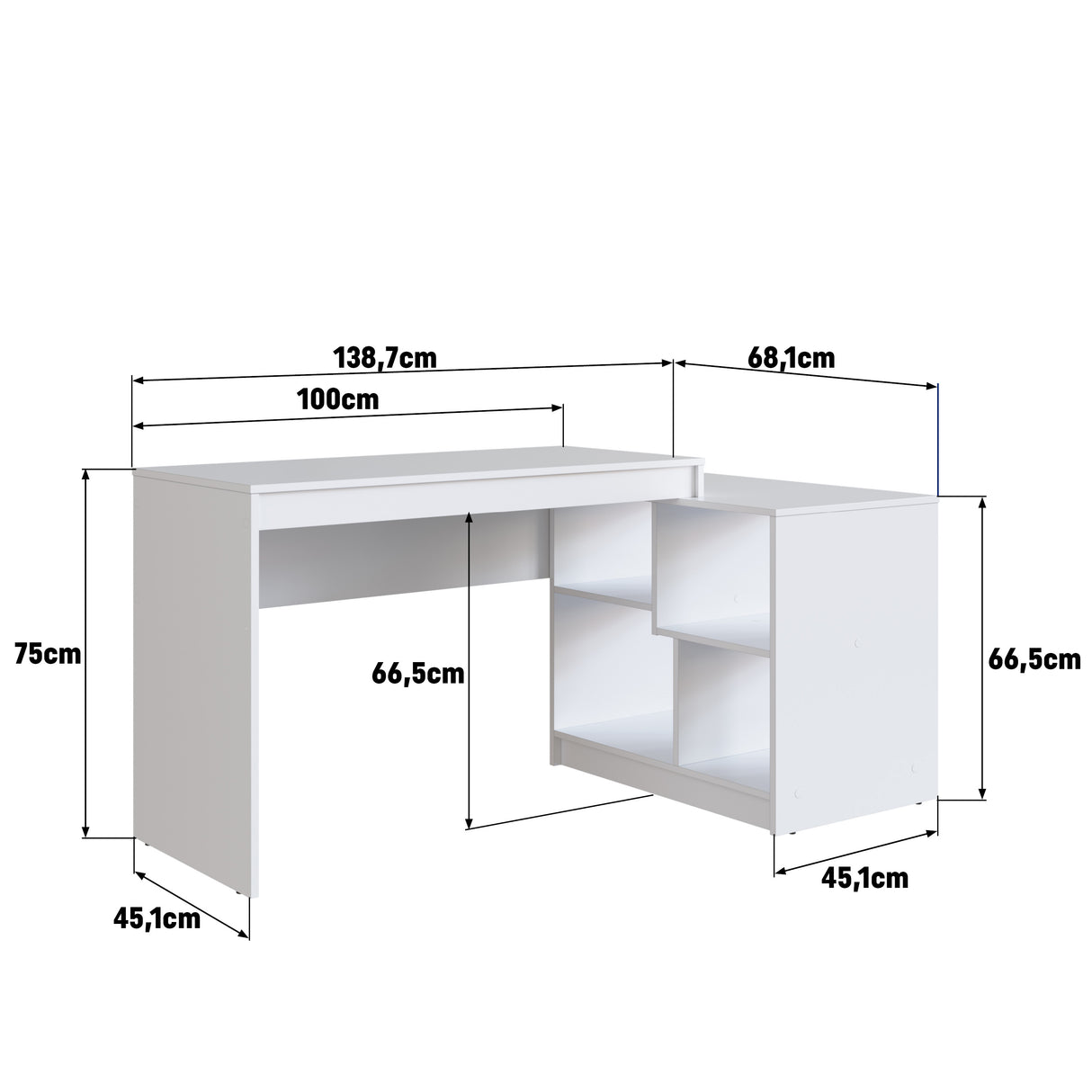 Escritorio con Librero Lateral Blanco B97.038