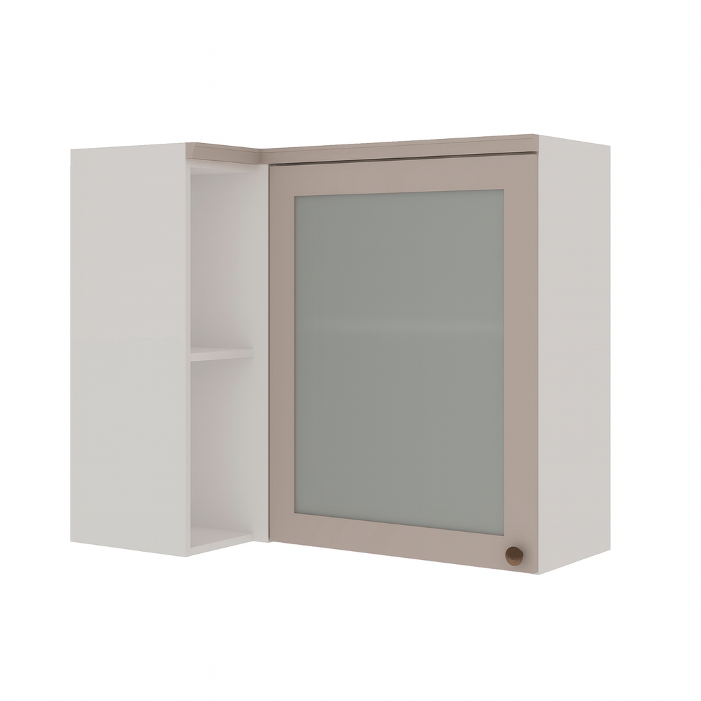 Mueble Aéreo Esquinero de Cocina 1 Puerta de Vidrio Empavonado 930 Studio - Fendi 1512.0003