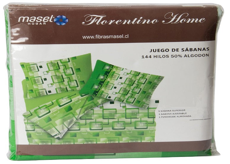 Juego de Sabanas Modelo Cuadros Plaza KING Verde