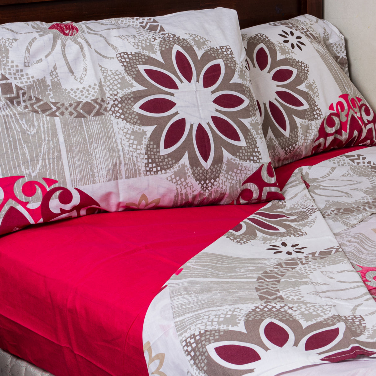 Juego de Sabanas Modelo Mandala 1,5 Plazas Rojo