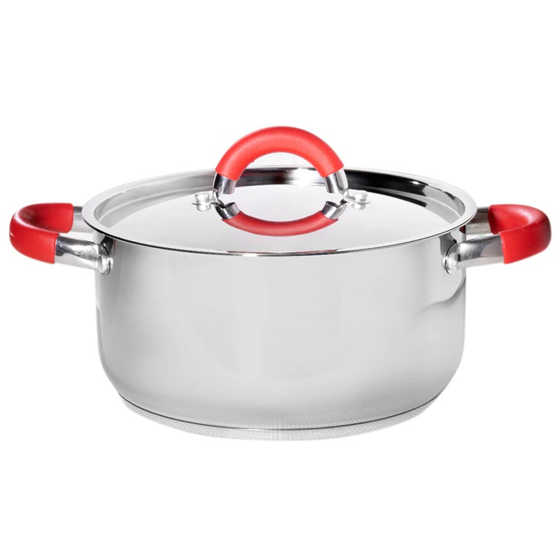 Cacerola acero inoxidable 6 Litros 24 X 12 cms - tapa acero - linea nizza