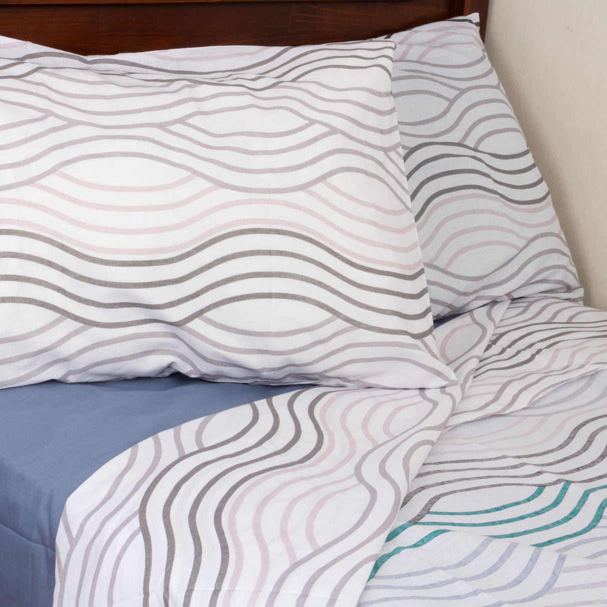 Juego de Sabanas Modelo Ondas Plaza KING Blue