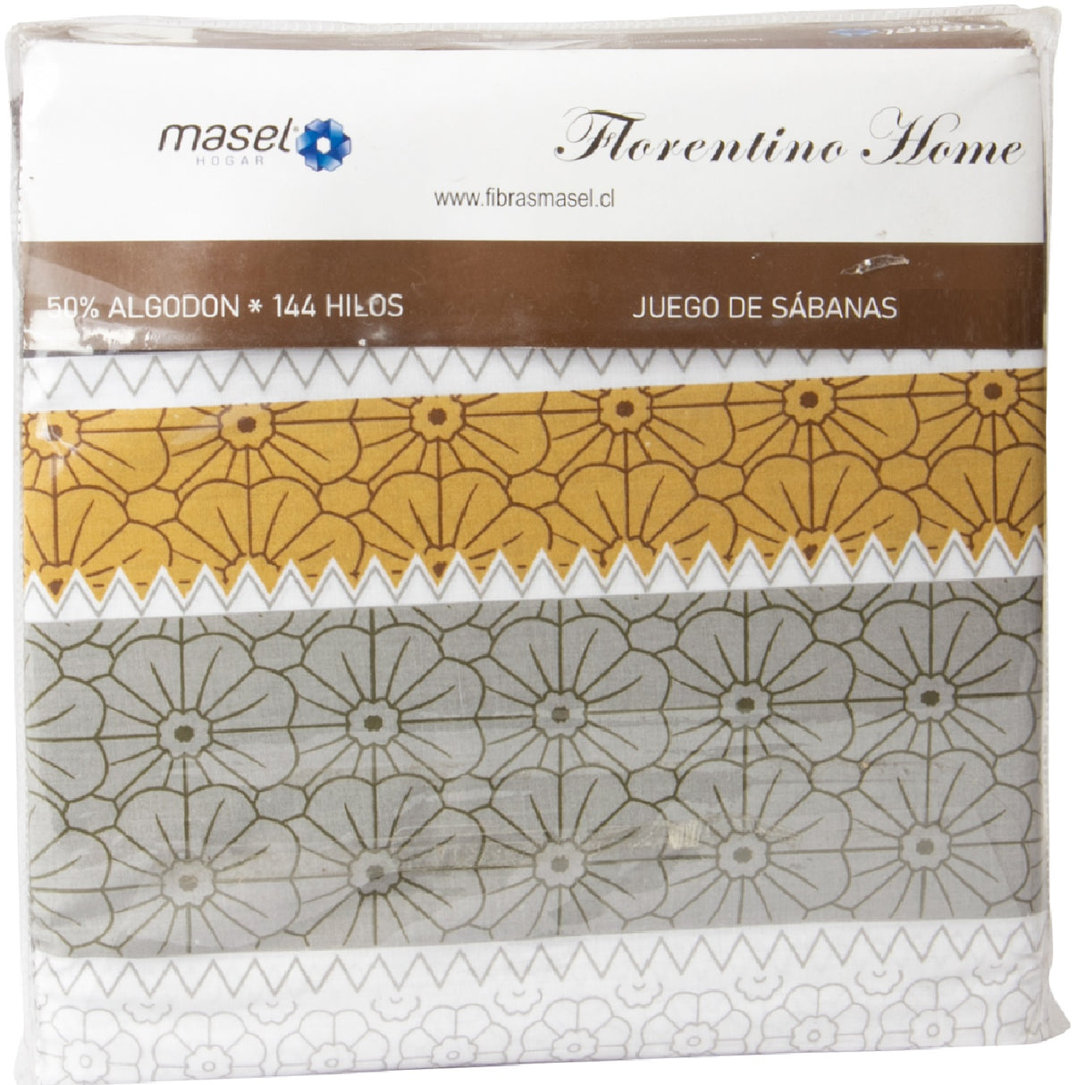 Juego de Sabanas Modelo Rayas Plaza KING Taupe