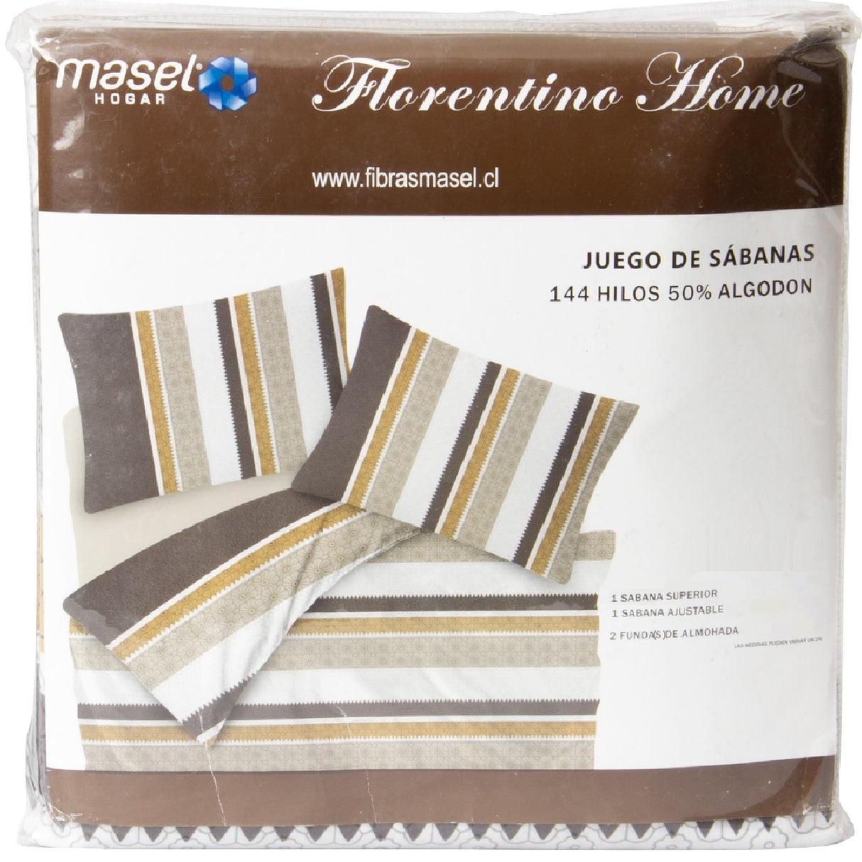 Juego de Sabanas Modelo Rayas Plaza KING Taupe