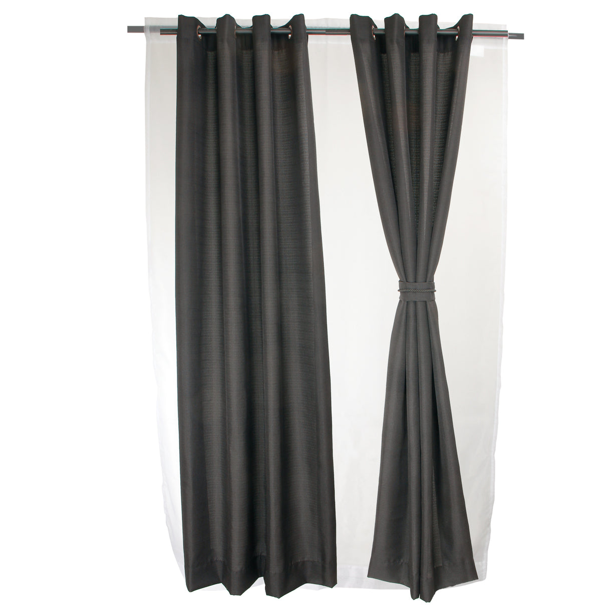 Set de Cortinas 8 Piezas Yasmin 140 x 225 cm Gris Oscuro