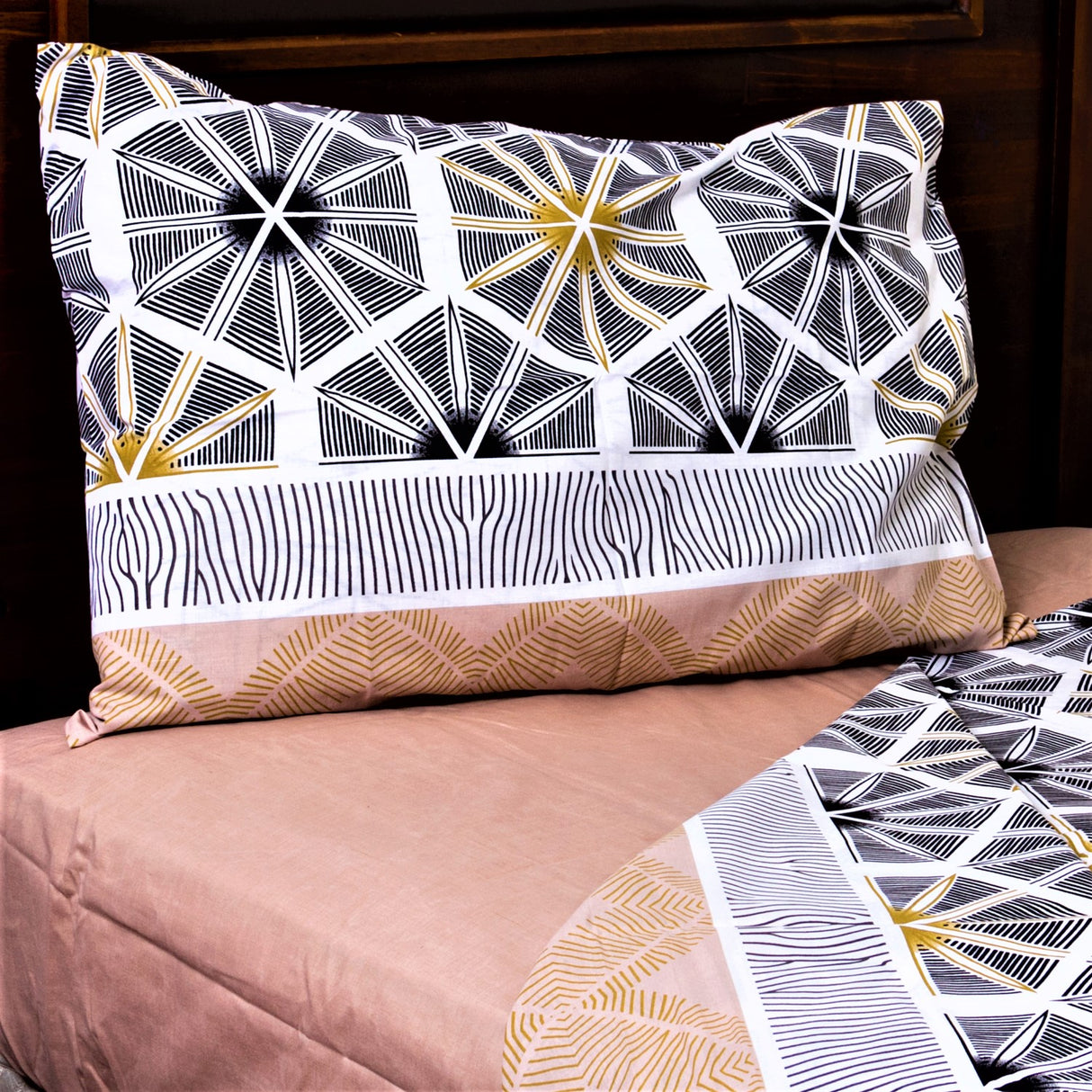 Juego de Sabanas Modelo Tie 1,5 Plazas Beige