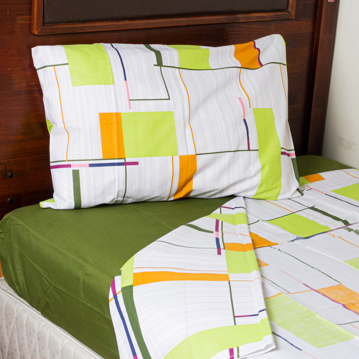 Juego de Sabanas Modelo Trix Plaza KING Olive