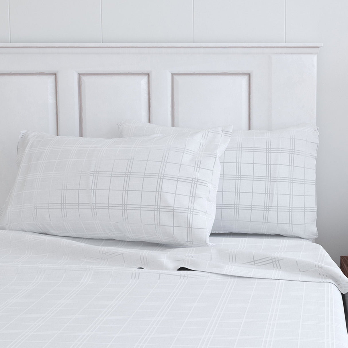 Sabana Embossed 1.5 Plaza Cuadros Blanco