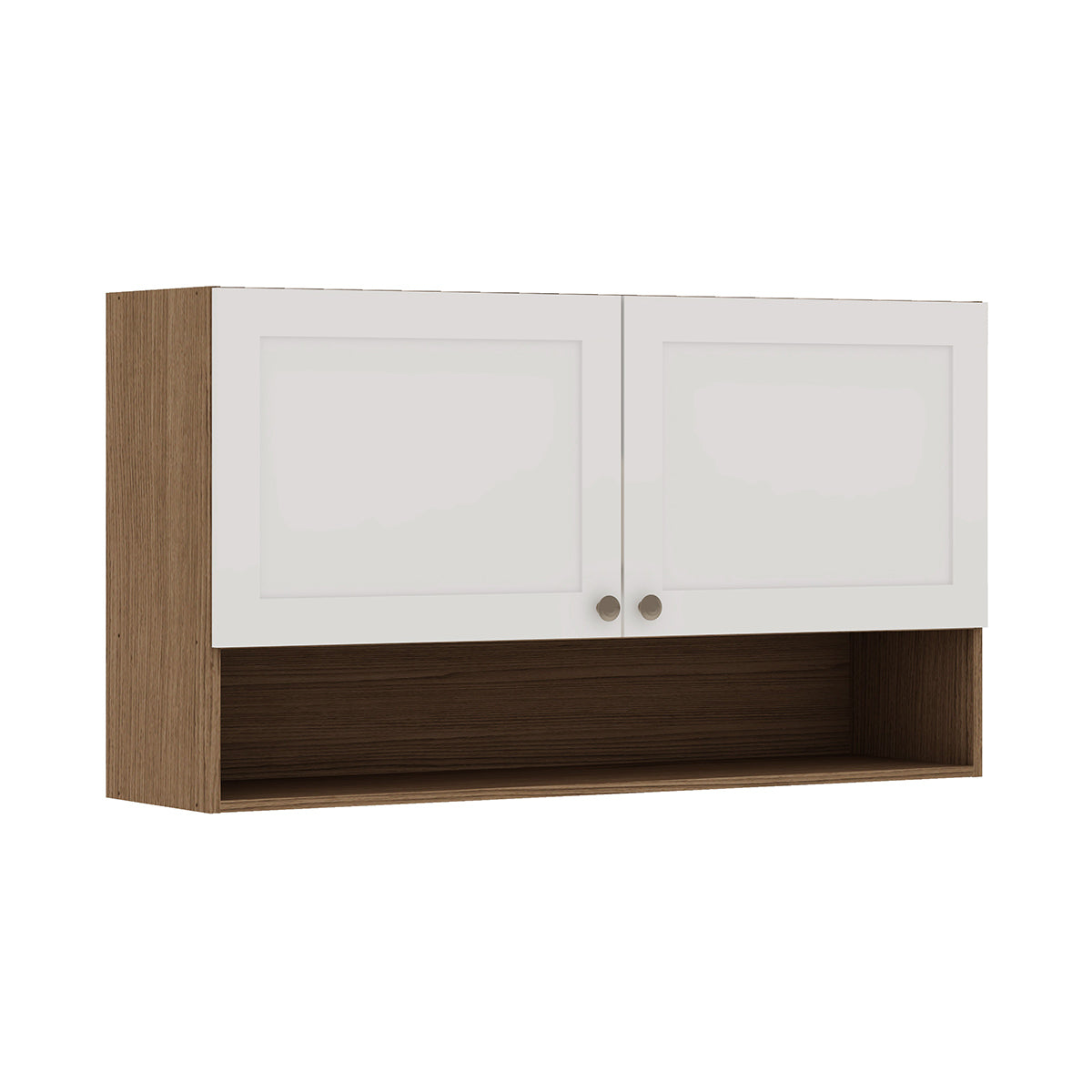 Mueble Mural de Cocina Aéreo 2 Puertas 1 Repisa Conecta - Ebano Fosco Blanco 1301P.0001