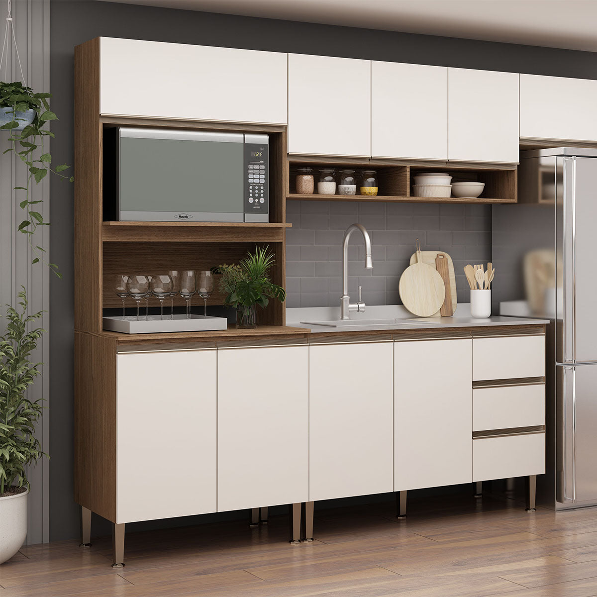 Torre de Cocina Horno y Microonda Conecta 800 - Off White 1311M.0001