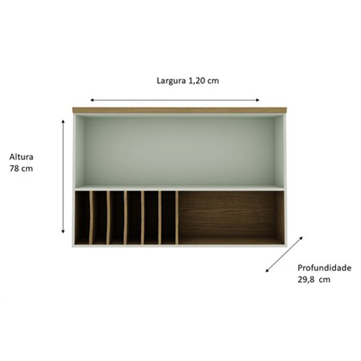 Mueble Aéreo de Cocina Puerta de Vidrio y Repisa con Separadores 1200 Studio - Verde Menta 1510.0001