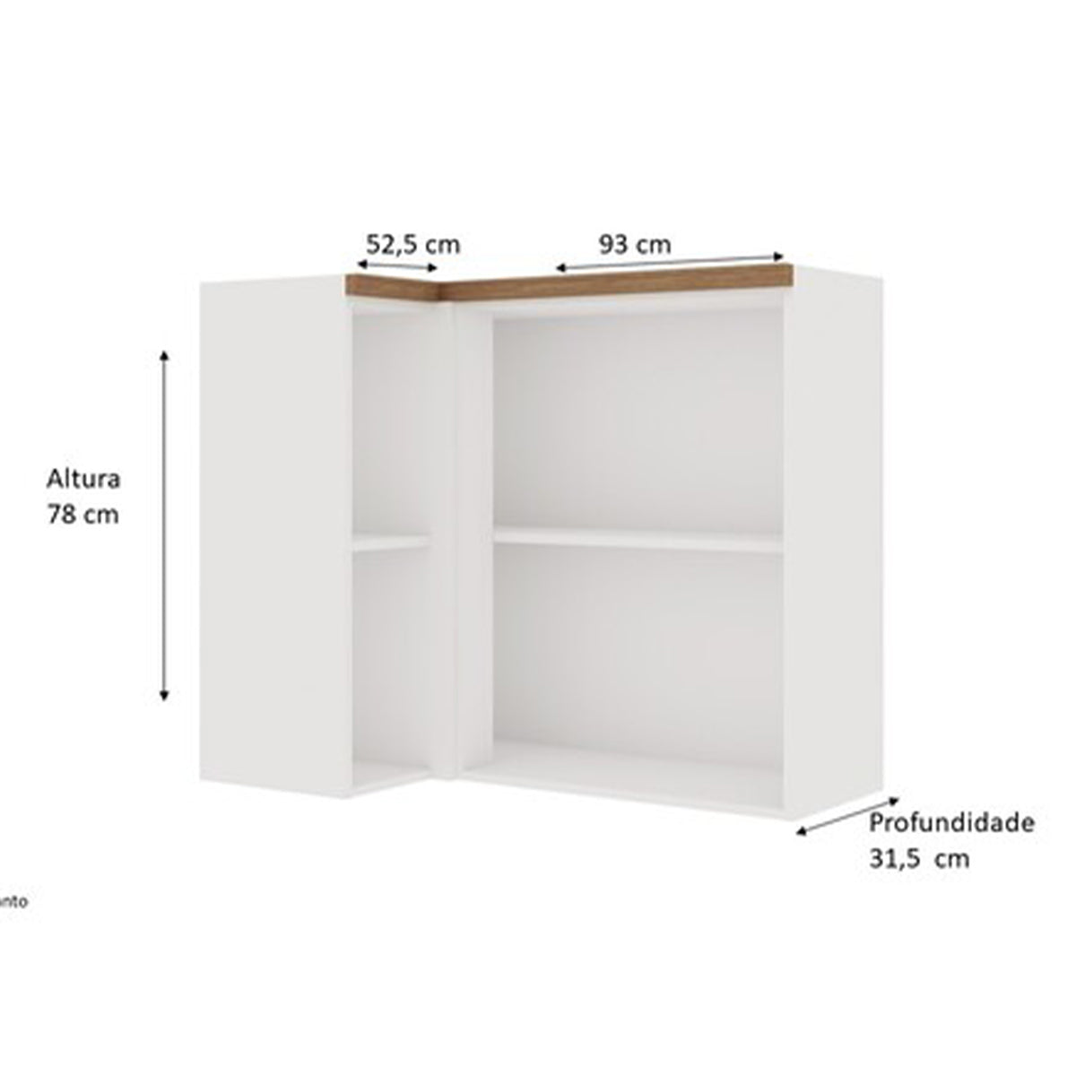 Mueble Aéreo de Cocina Esquinero 1 Puerta de Vidrio Empavonado 930 Studio - Blanco 1512.0002