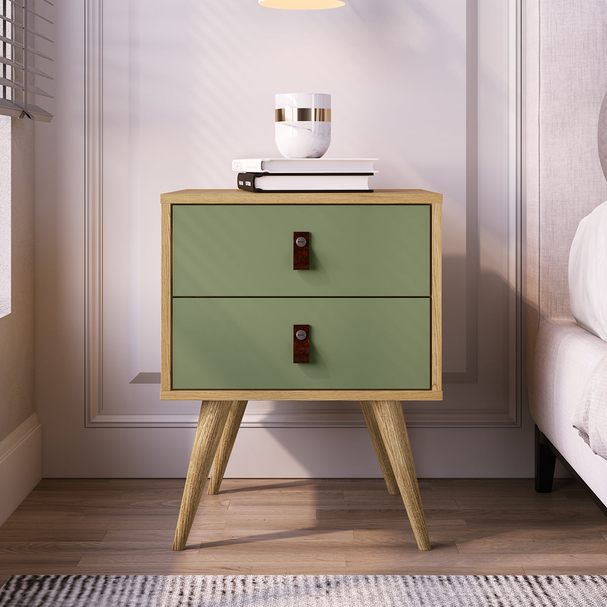 Velador Amber 2 Cajones Verde